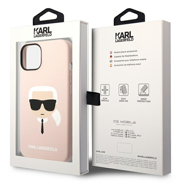 Case KARL LAGERFELD Apple iPhone 14 Silicone Karl`s Head MagSafe Bright Pink Hardcase